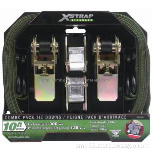 4pcs 1\"x10ft Ratchet & Cambuckle Tie Down Combo